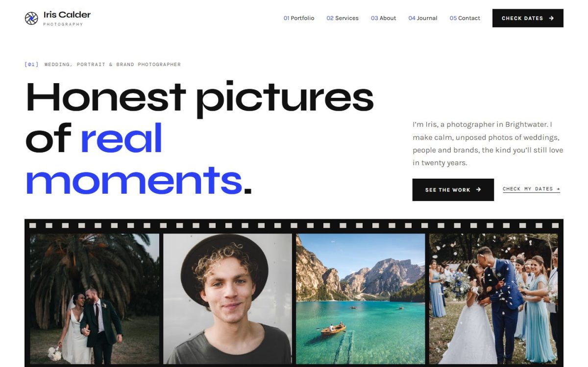 Calder website design, home page